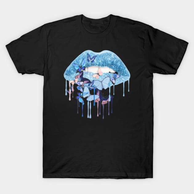 Butterflies, sparkling lips kiss 2 T-Shirt by Collagedream